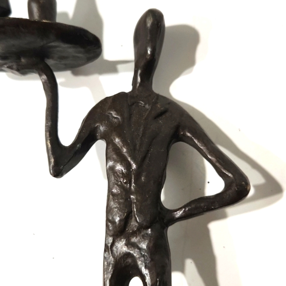 Vintage Bronze Brutalist Abstract Sculpture Wine Cocktail Waiter 10.7" Tall - Picture 3 of 14